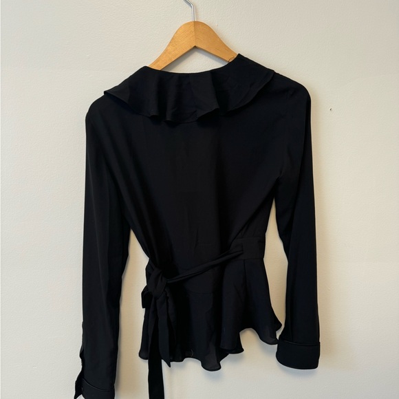 BLANCA Black Ruffled Wrap Blouse - Picture 3 of 3
